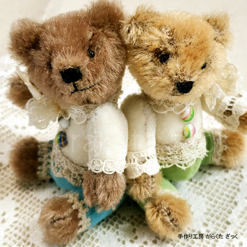 がらくたざっくテディベア/9.5cm夏の装いのキーリングbear ぬいぐるみ