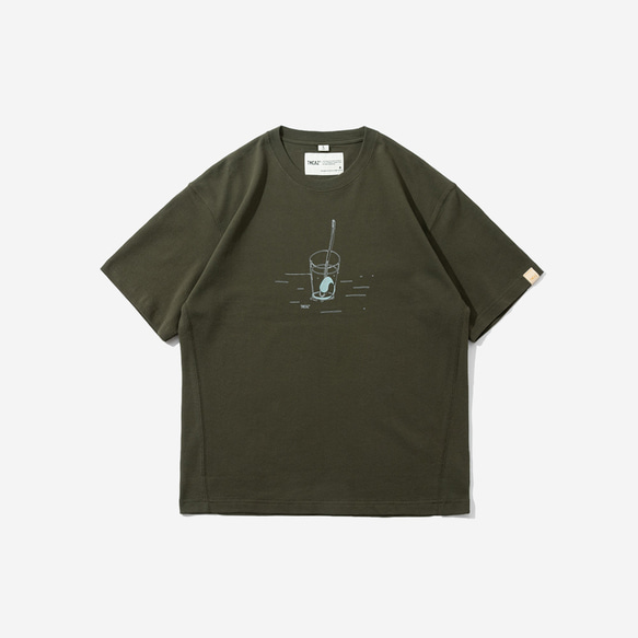 TMCAZ “Relax” Graphic Tee 【オリーブグリーン】 シルエットプリントグラフィック半袖Tシャツ 綿100％ 6枚目の画像