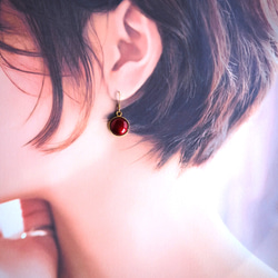 景泰藍 14kgf 七月生日石耳環 ~紅寶石~ 第5張的照片