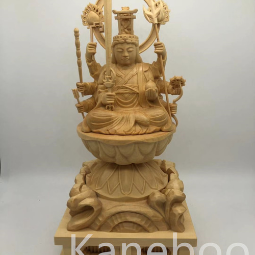 七福神像 杖付き木彫 修縁堂】木彫仏像 七福神弁財天女神座像 崖柏 財神 彫刻 一刀彫