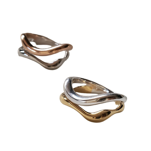 ❤️2連ウェーブシルバーダブルアーム上質なシルバーリングSV925