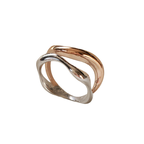 ❤️2連ウェーブシルバーダブルアーム上質なシルバーリングSV925(RS