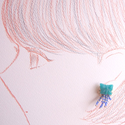 鱗粉舞い散る青い蝶の耳飾り 2枚目の画像