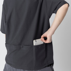 TMCAZ Smock Pocket Tee [チャコールグレー] アシンメトリーデザイン 登山ポケット半袖Tシャツ 綿100% 6枚目の画像