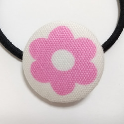 花（ピンク）2 くるみボタン ヘアゴム 2枚目の画像