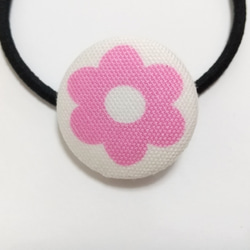 花（ピンク）2 くるみボタン ヘアゴム 6枚目の画像