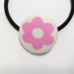 花（ピンク）2 くるみボタン ヘアゴム 1枚目の画像