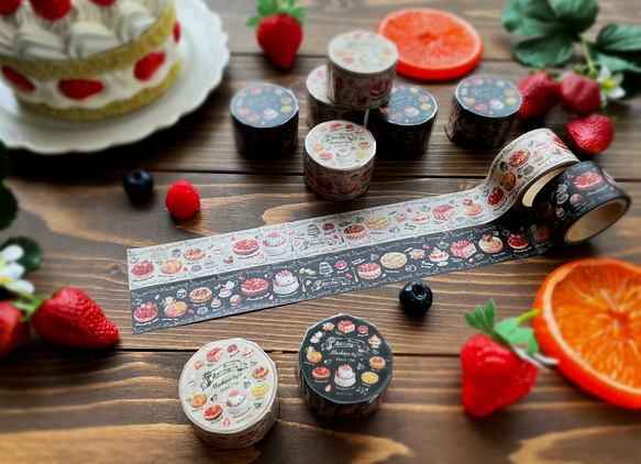 ケーキがいっぱい！パティスリーマスキングテープ(25mm x 5m） 1枚目の画像