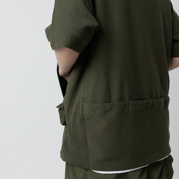 TMCAZ Smock Pocket Tee [オリーブグリーン] アウトドア風ポケット半袖Tシャツ 綿100% 6枚目の画像