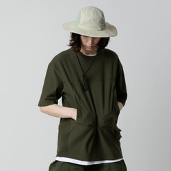 TMCAZ Smock Pocket Tee [オリーブグリーン] アウトドア風ポケット半袖Tシャツ 綿100% 1枚目の画像