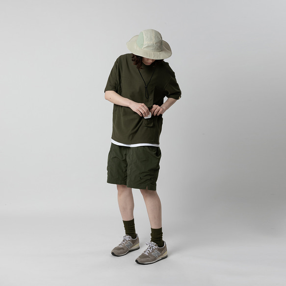 TMCAZ Smock Pocket Tee [オリーブグリーン] アウトドア風ポケット半袖Tシャツ 綿100% 10枚目の画像