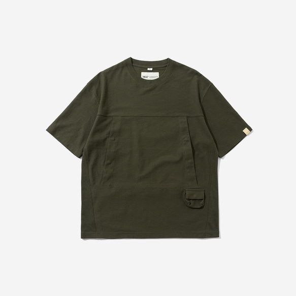 TMCAZ Smock Pocket Tee [オリーブグリーン] アウトドア風ポケット半袖Tシャツ 綿100% 13枚目の画像