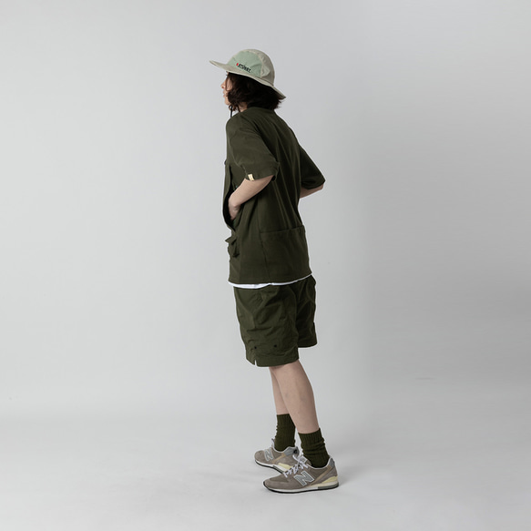 TMCAZ Smock Pocket Tee [オリーブグリーン] アウトドア風ポケット半袖Tシャツ 綿100% 11枚目の画像