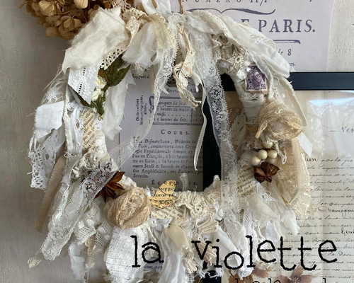 感謝セール❣️アンティーク調フレンチシャビー/布花、レース付