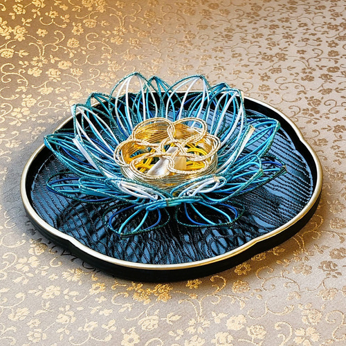 Mizuhiki-art Bleu lotus 水引細工 ほのかに香る青スイレン Mizuhiki-art Bleu lotus 水引細工 ほのかに香る青スイレン
