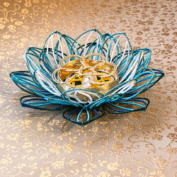 Mizuhiki-art  Bleu lotus   水引細工 ほのかに香る青スイレン 8枚目の画像