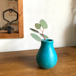 ターコイズブルー 花瓶 銀縁 陶磁器 インテリア 14550107.jpg?auto=format,