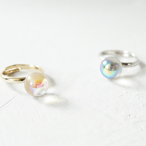 ドイツ製ガラスドームのリング（10mmクリスタルオーロラ）《R52_01