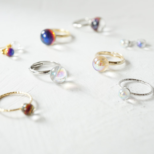 ドイツ製ガラスドームのリング（10mmクリスタルオーロラ）《R52_01