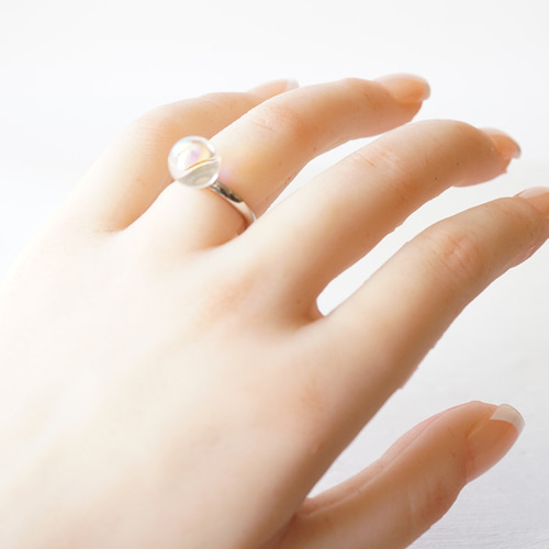 ドイツ製ガラスドームのリング（10mmクリスタルオーロラ）《R52_01