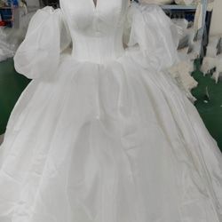 法式婚紗蓬鬆袖編織華麗火車公主線/預拍/新娘/婚禮 第2張的照片