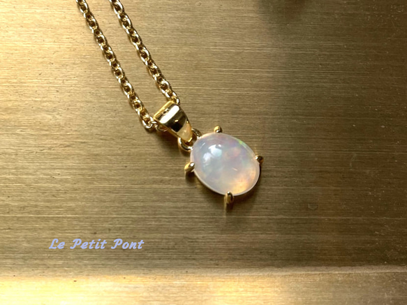 【18kgp】送料無料・宝石質オパール一粒ネックレス＜10月誕生石＞ 6枚目の画像