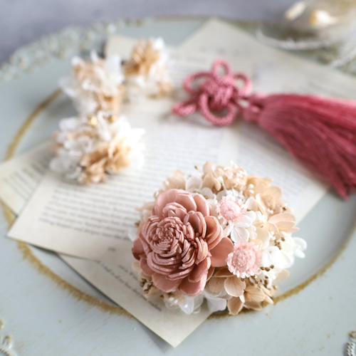 ふんわり可愛い七五三髪飾り❁クラウドピンク❁ ヘアクリップ 髪飾り