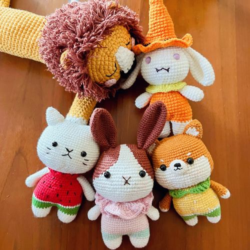 かわいいスイカニャンコ ネコちゃん編みぐるみ 癒し系 楽しい夏スイカ