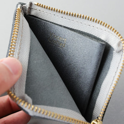 送料無料 国産ブライドルレザー 薄型 極小 L字ファスナー コンパクト ウォレット 財布 FARIA ヌメ革 ブラック 9枚目の画像