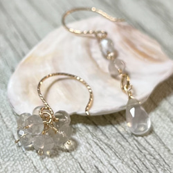 Kaya◆フェザーアゲート×セイロンムーンストーンピアス✧14kgf 14KGF セイロン ムーンストーンZC ピアス | Ratna 《ラトナ