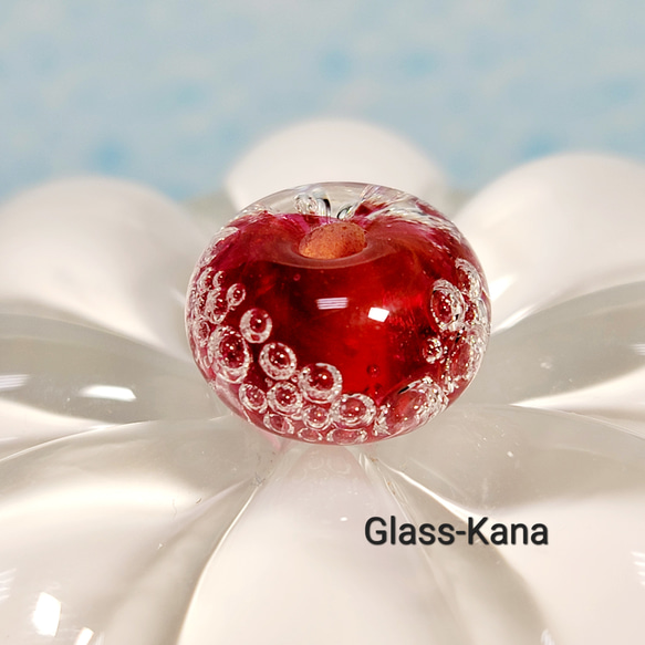 SALE気泡玉＊D＊赤＊トンボ玉＊とんぼ玉＊蜻蛉玉＊ガラスビーズ