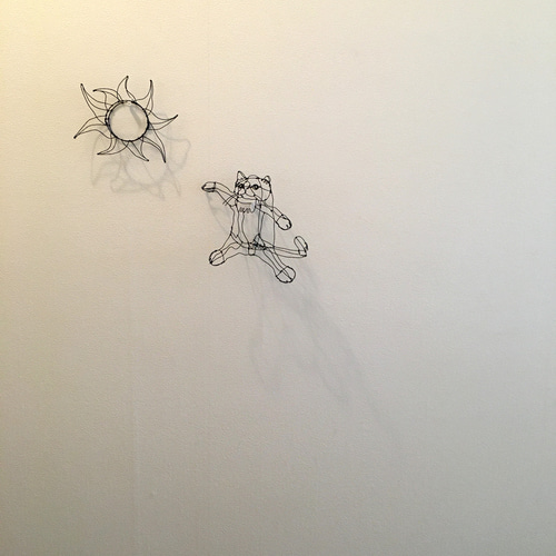 ワイヤーアート ワイヤークラフト 猫と太陽 立体・オブジェ 玄米  