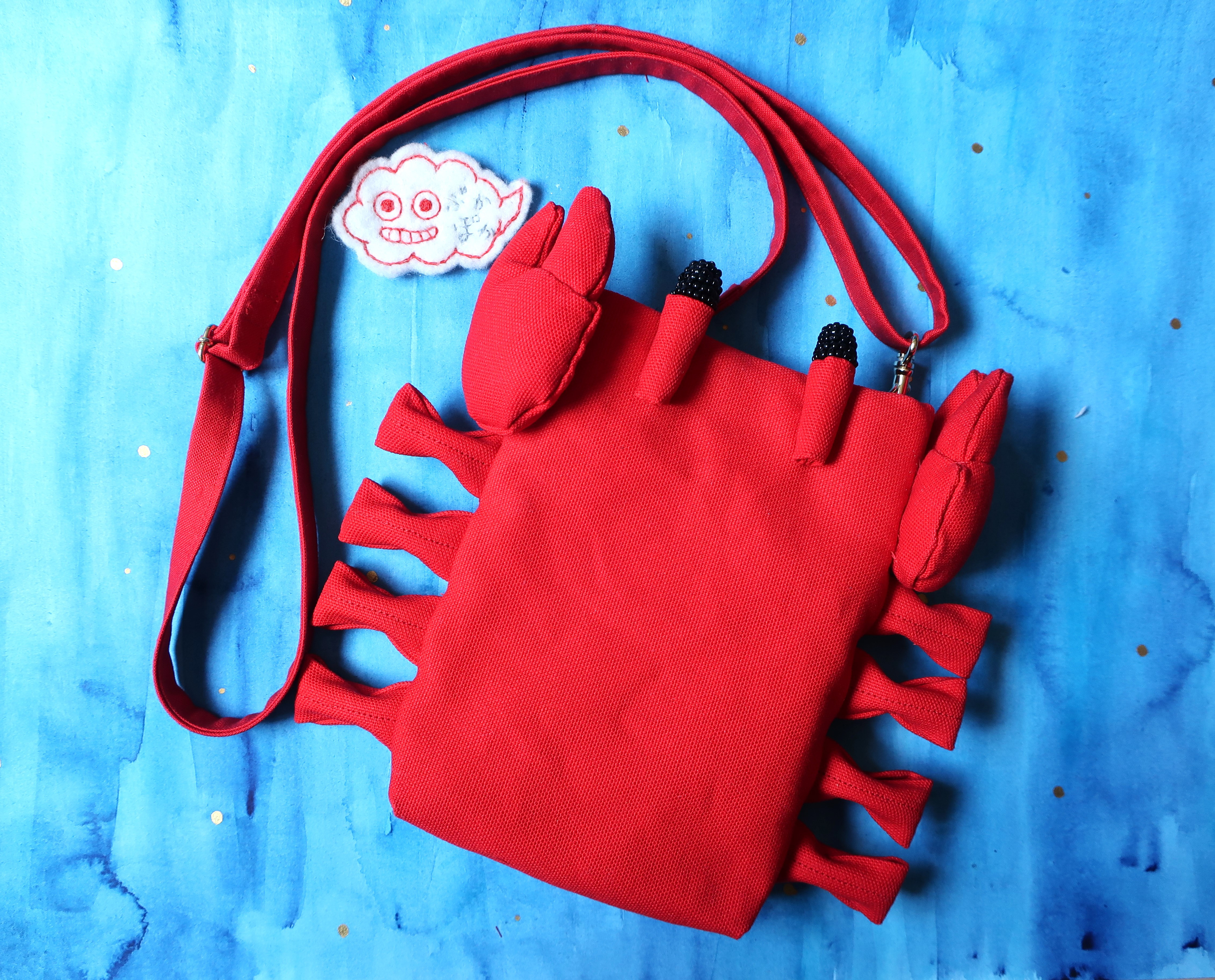 オーダー受注品★帆布の★カニさんスマホポシェット