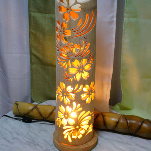 竹灯り・竹あかり・竹灯籠・竹灯篭・竹ランプ 両面彫り～～ 癒しの灯り