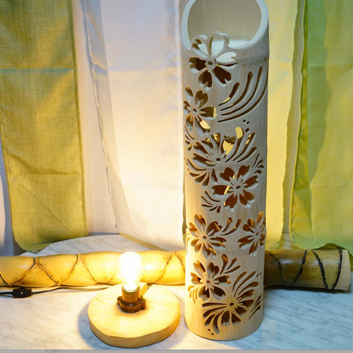 竹灯り・竹あかり・竹灯籠・竹灯篭・竹ランプ 両面彫り～～ 癒しの灯り