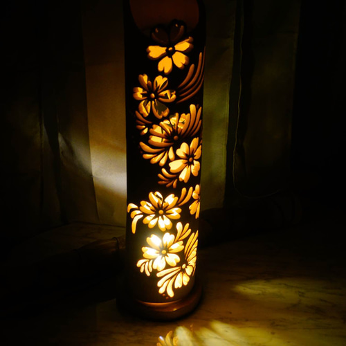 竹灯り・竹あかり・竹灯籠・竹灯篭・竹ランプ 両面彫り～～ 癒しの灯り