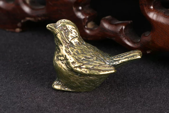 小鳥　真鍮製　置物 1枚目の画像