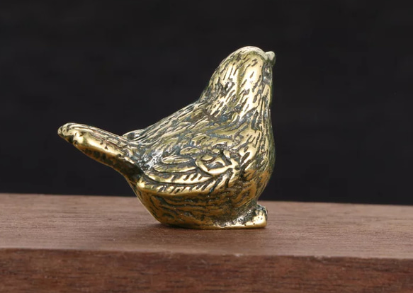 小鳥　真鍮製　置物 2枚目の画像