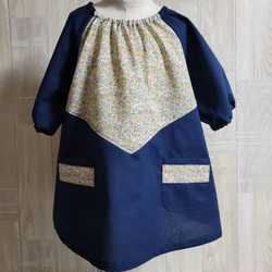 80～130size リバティA ピンク ラセンビィコットン 半袖スモック アレンジ Forget Me Not 1枚目の画像