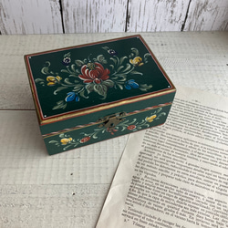 トールペイント】小物入れ 01 ダークグリーン その他インテリア雑貨