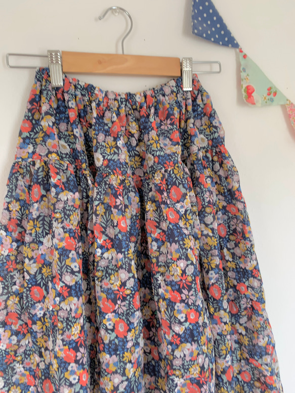 ＊belle fleurs♪リップルマキシティアードスカート(navy)＊ 6枚目の画像