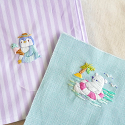[刺繍キット]海水浴のシロクマ刺繍ブローチ 14枚目の画像