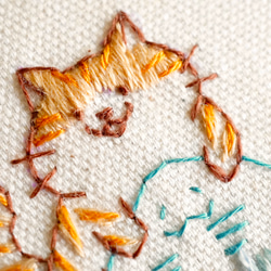 [刺繍キット]ゆるかわネコと泳ぐエイの刺繍ミニトートバッグ 11枚目の画像