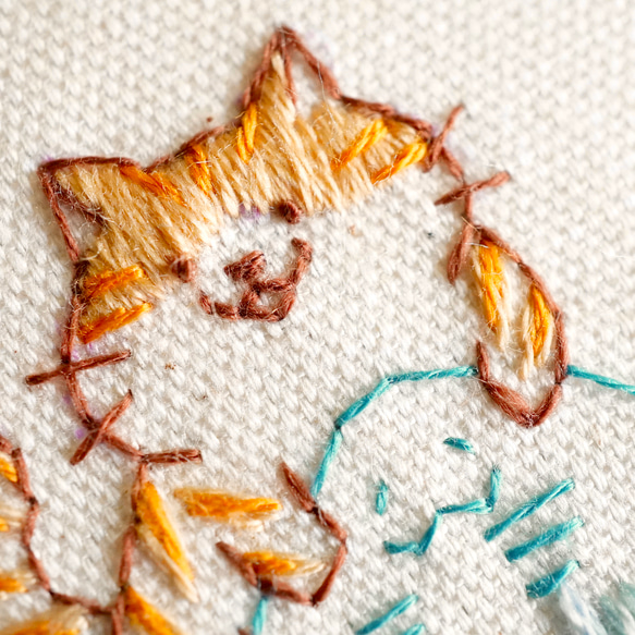 [刺繍キット]ゆるかわネコと泳ぐエイの刺繍飾り 13枚目の画像