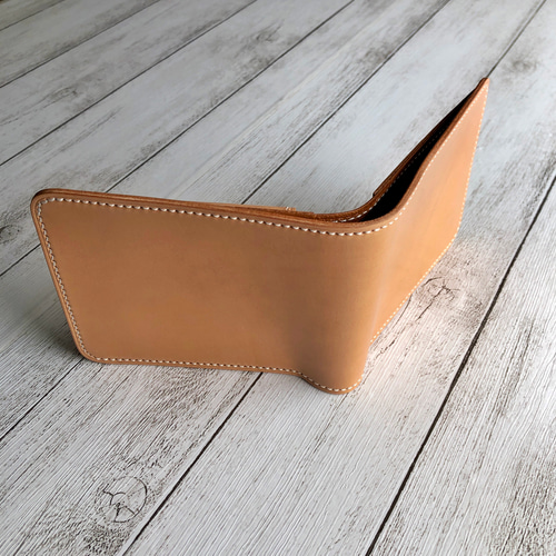 完成品 コードバン(新喜皮革) ナチュラル 二つ折り財布 二つ折り