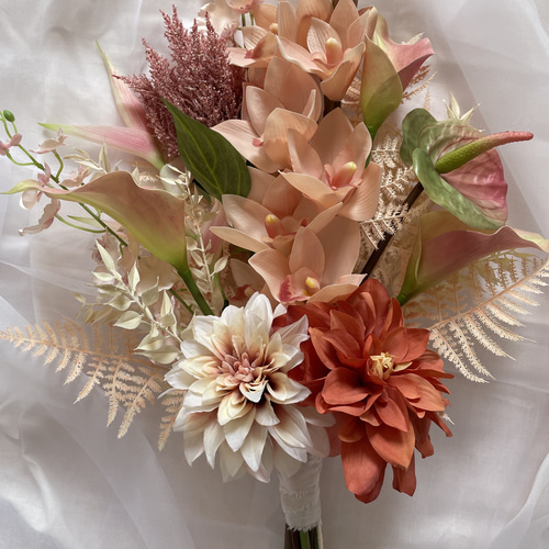 ウェディングブーケ/造花の花束 ピンク ダリア アンスリウム 【公式通販】