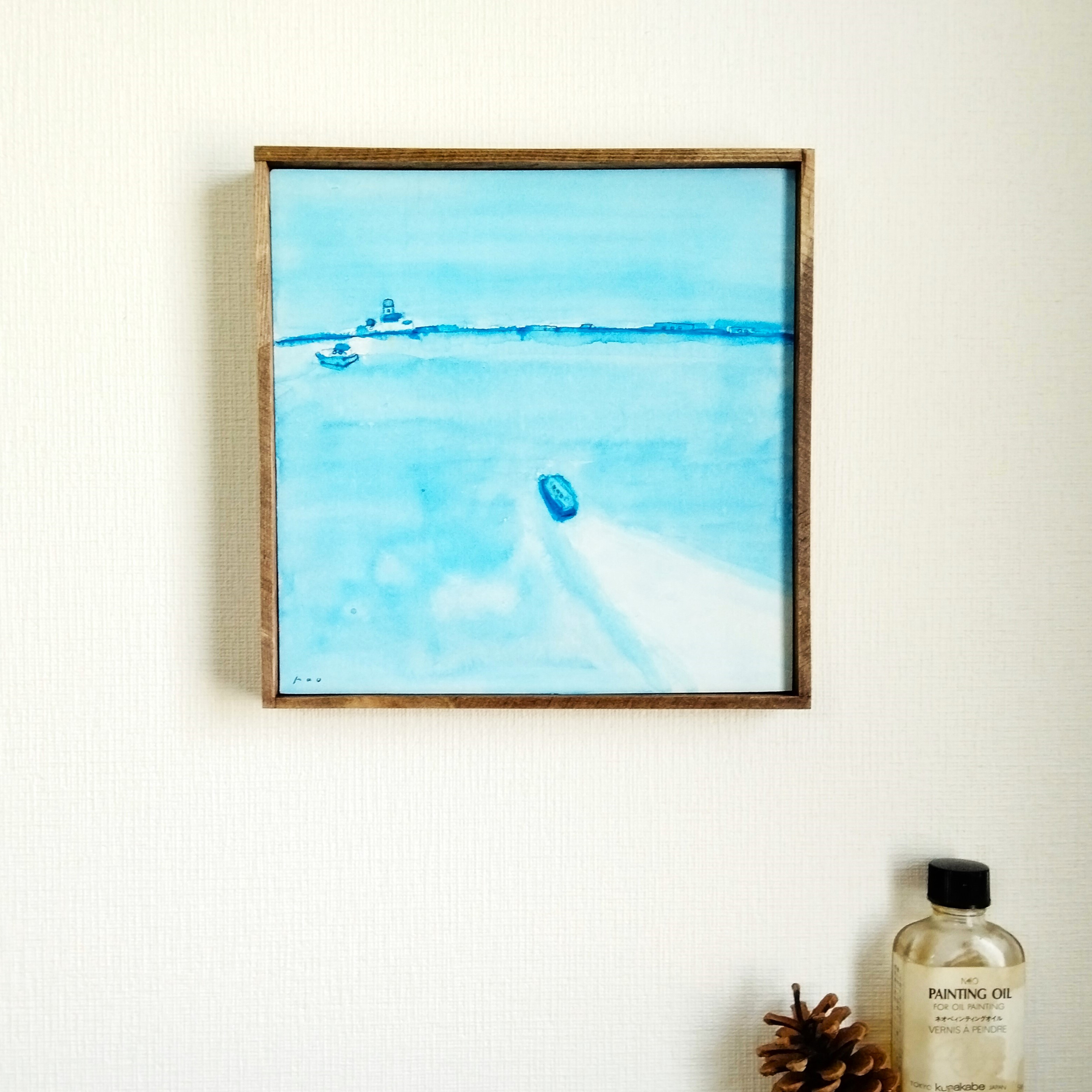 原画販売】青い紫陽花の水彩画 踏抜き 原画販売】青い紫陽花の水彩画 踏抜き