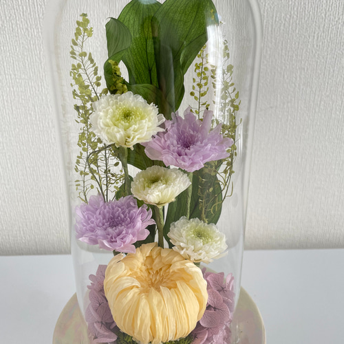 特選仏花お供え花ガラスドーム特大一基造花無しプリザーブド