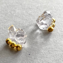 小粒】 小粒 好き クリア 一粒 ピアス イヤリング 透明 ゴールド 鉱石 