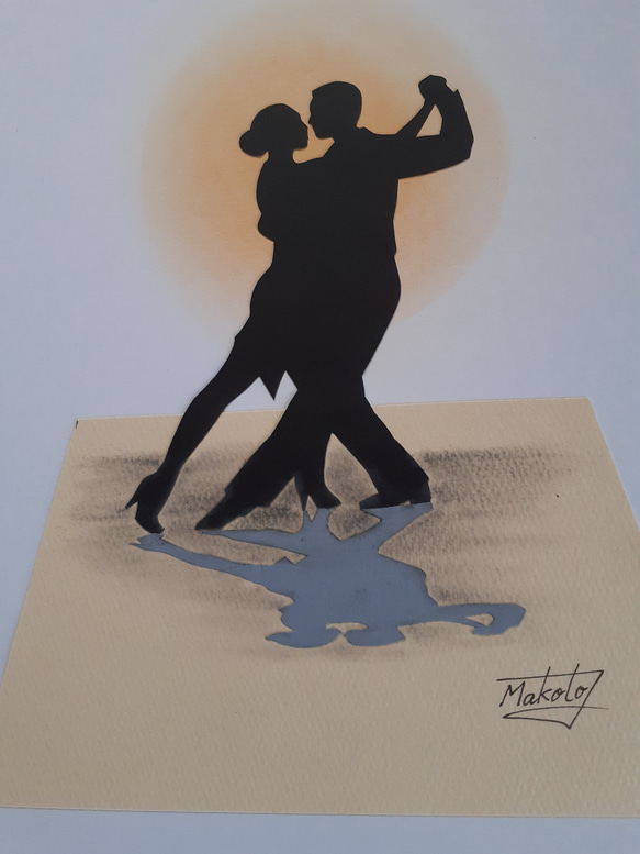 3D切り絵アート　タンゴダンスカップル 2枚目の画像